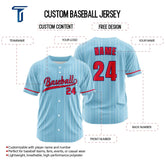 Custom Sky Blue White Pinestripe Button Down Baseball Jersey